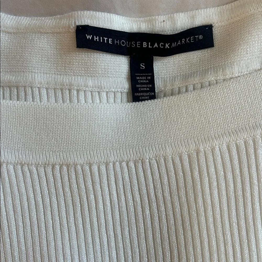 White House Black Market Ivory Ribbed Sweater - Picture 5 of 6
